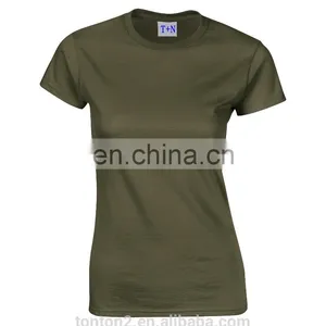 Fashion 100 Cotton Custom Design Army Green t Shirt Women Clothing thumbnail-3