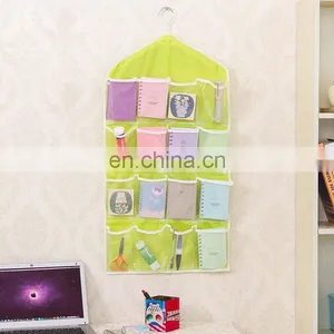 16 Pockets Door Wall Hanging Bag Sundry Socks Shoe Storage Tidy Pouches Green thumbnail-1