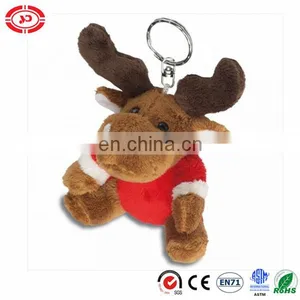Xmas Gift Moose in Red Body Holiday Kids Best Love Keychain Toy thumbnail-1