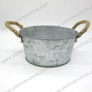 Round Shape Galvanized Finished Metal Flower Pot thumbnail-1
