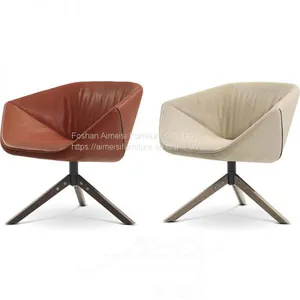 Modern Leather Cushion Single Metal Base Living Room Coffee Chair thumbnail-5