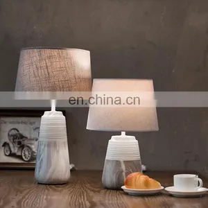 Unique Custom Barrel Shape Large Ceramic Base Cheap Office Table Lamp for Hotel Bedside thumbnail-1