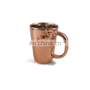 Custom Design Electroplate Rose Gold Ceramic Tea Coffee Mug thumbnail-1