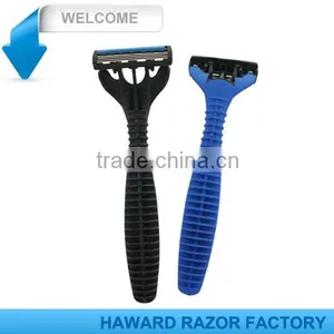 TRIPLE Blade Rubber Handle Shaving Razor thumbnail-2