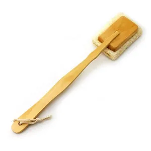 Wooden Bath Loofah Body Back Shower Loffa Brush With Long Handle thumbnail-1