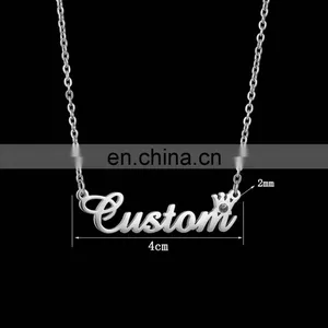 GuangDong Fashion Sterling 925 Sterling Silver Plated Letter Custom Name Plate Jewelry Personalised Necklace for Women thumbnail-1