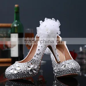 C71582A Flower Design White Crystal and Red Wedding Shoes thumbnail-2