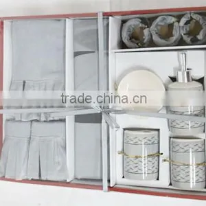 100% Polyester Bathroom Set With Ceramics Accessary thumbnail-3