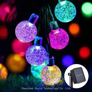 Warm White Solar Crystal Globe String Lights - Waterproof for Outdoor Landscape Garden Christmas Party Decor thumbnail-1