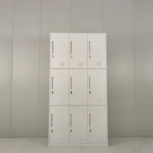 White 9 Doors Metal Gym Locker Customized Steel Storage Cabinet With Padlock thumbnail-1