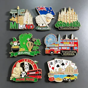 Wholesale Panda Paris Eiffel Tower Metal Enamel Fridge Magnet Custom Badge Pin thumbnail-1