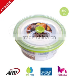 800ml Round Foldable Silicone Lunch Box Non-stick BPA FREE Food Container FDA LFGB DGCCRF Quality Choice Most Popular thumbnail-4