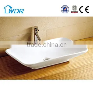 Bathrooms Design Countertop Rectangular White Ceramic Art Basin thumbnail-1