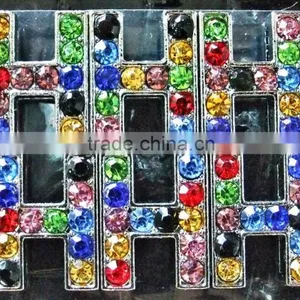 Wholesale Zinc Alloy 10mm Mixed Color Colorful Rhinestones Slide Letters thumbnail-6