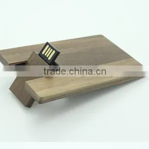 Brown Color Wooden Flash Usb With Card Shaped thumbnail-1