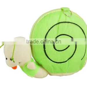 Zipper Closure Stuffed Soft Snail Shaped CD Storage Bag /New Design Cuddly Toy Snail Zipper Bag/Plush Animal Frog CD Bag thumbnail-1