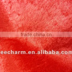 100% Polyester Christmas Red Knitted Velour Fabric thumbnail-1