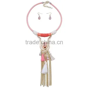 Beautiful Brazilian Summer Beach Tassel Necklace Earring Jewelry Set thumbnail-3