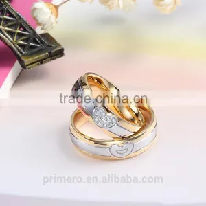 New CZ Cubic Zirconia Couple Wedding Rings 18k Gold Men and Women Jewelry thumbnail-2