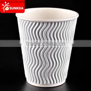 White Round Ripple Paper Cups, Disposable Ripple Paper Cup for Hot Drinking, Coffee Paper Cup thumbnail-1