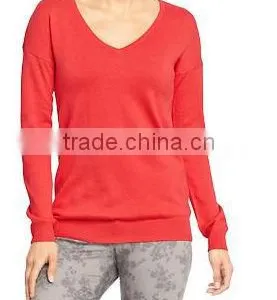 Factory Price Wholesale Women's V Neck Sweater New Design Blank Sweaters thumbnail-1