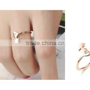 New Product 2017 Fashion 18K Rose Gold Plated Elegant Ring Woman With Heart and Cross thumbnail-5
