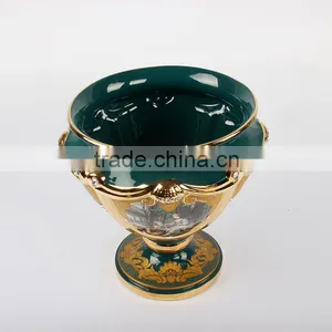 OEM Design Charming Anyique Ingenious Luxury Marble Green 13"ceramic Art Vase With Fot thumbnail-2