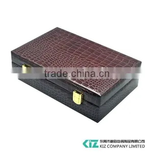 Portable Wooden Storage Watch Box Crocodile Leather thumbnail-5