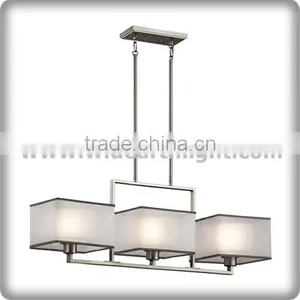 UL Listed Hotel 3 Heads Big Pendant Lamp For Indoor With Three Square Fabric Shade C40665 thumbnail-1