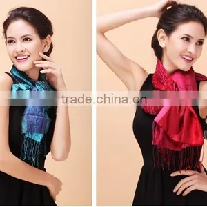 Customized Silk Long Scarf With Tassels thumbnail-4