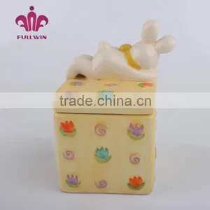 Easter Ceramic Porcelain Canister Square Ceramic Canister thumbnail-3