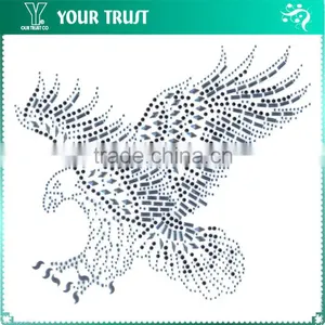 Silver Aggressive Flying Eagle Hot Fix Motif Iron On Rhinestone Transfer thumbnail-1