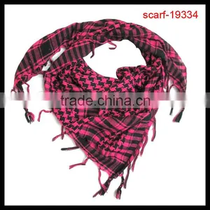 Fashion Square Tassel Red Grid Print Scarf thumbnail-1