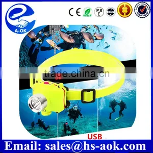 High Quality Usb Charging Built-in Battery Diving Head Lamp thumbnail-1