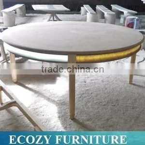 1.8m Solid Wooden Round Dining Table With LED Lighting Stips Quality Choice thumbnail-1
