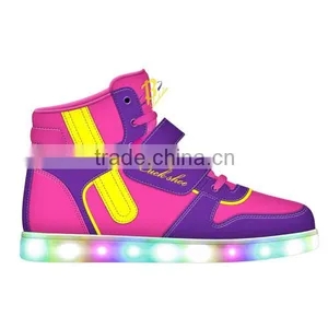 Original Design Kids LED High Top Shoes Colorful Good Quality LED Shoes for Kid Size 25-35# thumbnail-3