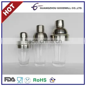 2016 CE/FDA Safe Transparent Stainless Steel Acrylic Plastic Cocktail Shaker thumbnail-1
