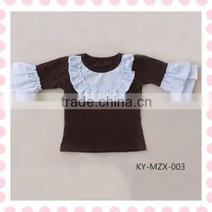 Many Colors Half Sleeve Cotton Girls Ruffle Shirt Wholesale Children Clothing Usa Long Sleeve Children Boutique Summer 2016 thumbnail-4