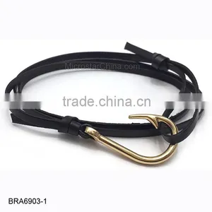 Real Leather Anchor Bracelet For Wholesale thumbnail-4