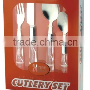 24-PCS Stainless Cutlery, Stainless Steel Cutlery Set, Stainless Steel Tableware Packing With PVC Box thumbnail-1