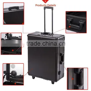 China Supplier Black Aluminum Nail Polish Trolley Case and Rolling Nail Organizer Case thumbnail-5