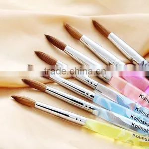 Oval Acrylic Handle Kolinsky Nail Art Brush With Metal Nail Kolinsky Nail Art Brush thumbnail-1