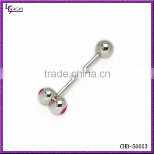 Custom Surgical Steel Gem Paved Barbell Hammer Shape Tongue Piercing thumbnail-1
