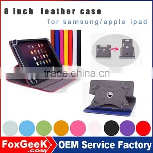2015 Hot Selling Universal Leather Case Covers With Support for Tablet Pc 8 Inch 360 Degree Rotation thumbnail-1