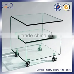 Chinese Factory Tempered Glass Acrylic Coffee Table With Wheels thumbnail-3