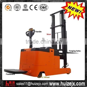 1T 1.6M Battery Standing Operated Electric Forklift Counterbalanced Truck thumbnail-1