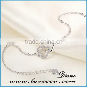China Wholesale 925 Sterling Silver Bracelet Women Love Heart Silver Chain thumbnail-1