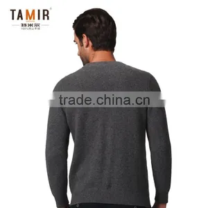 Fashion Men Cashmere Cable Custom Knit Sweater, Men Simple Argyle Grey Sweater thumbnail-2