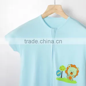 100% Cotton Anti Kicking Infant Baby Short Sleeve Child Foot Sleeping Ba0g for Summer Cute Lion Cartton Blue Style thumbnail-2