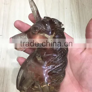 Natural Smoky Rock Quartz Crystal Unicorn thumbnail-1